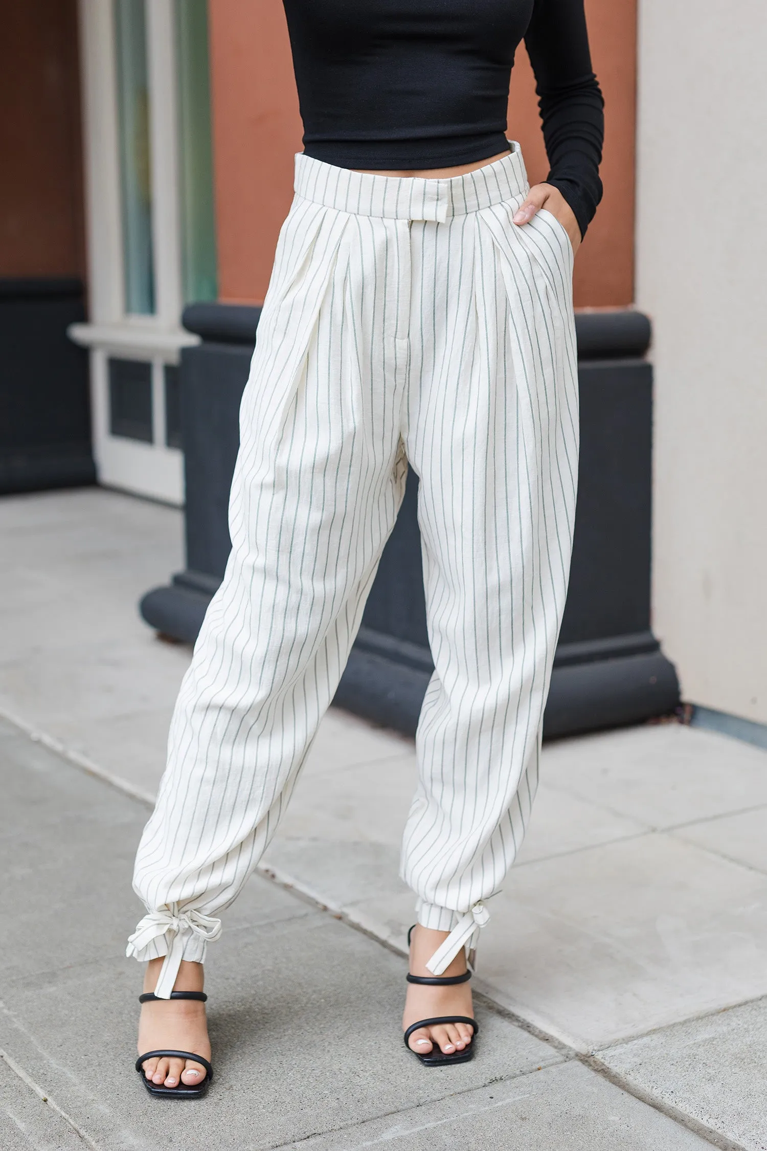 The No Strings Attached Ivory Ankle Tie Pants