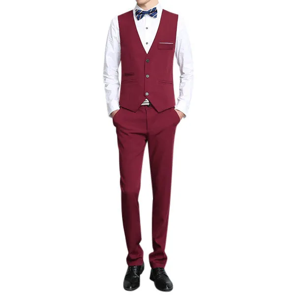 Thin Slim Fit Blazer Suit for Men Three Pieces Formal Fashion