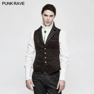 Two Colours Punk Rave Steampunk Vintage Lapel Jacquard Palace Retro Men's Vest Waistcoat Gothic Y807