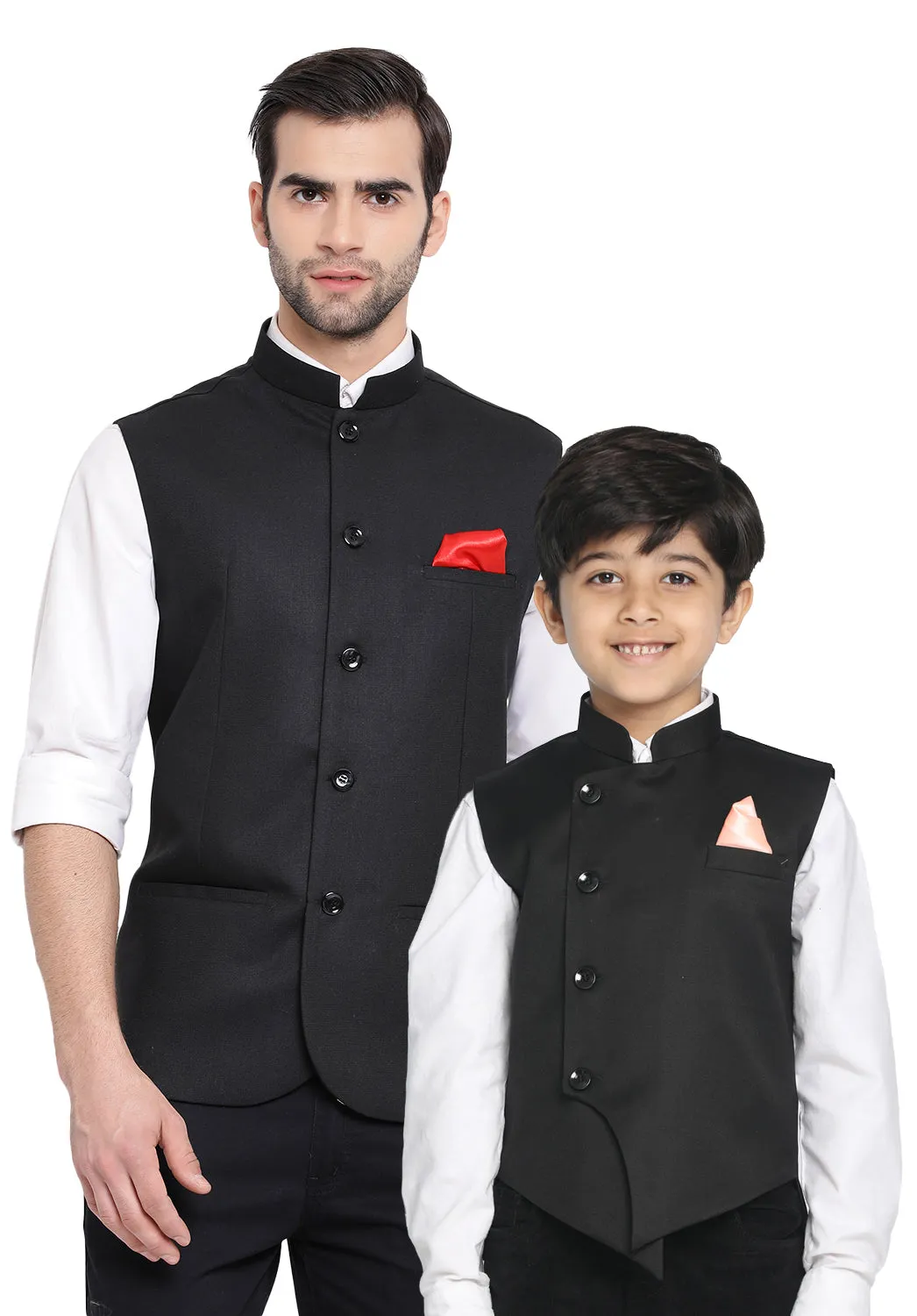 Vastramay Baap Beta Cotton Blend Black Jacket