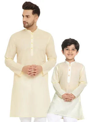 Vastramay Cream Cotton Baap Beta Kurta