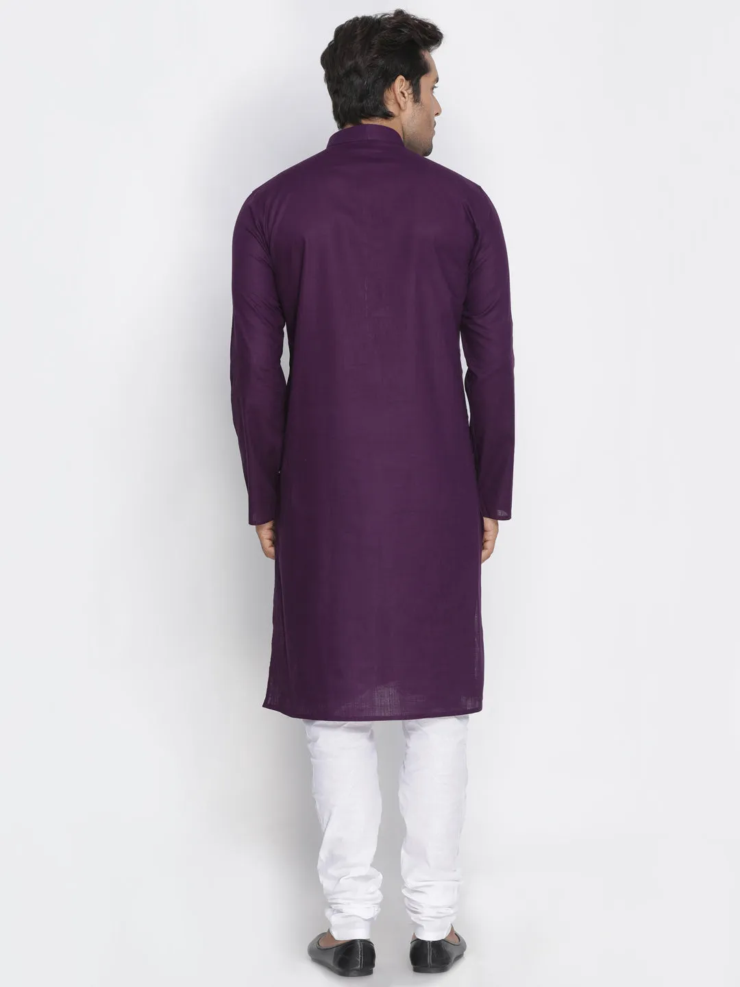 VASTRAMAY Purple Cotton Baap Beta Kurta Pyjama Set