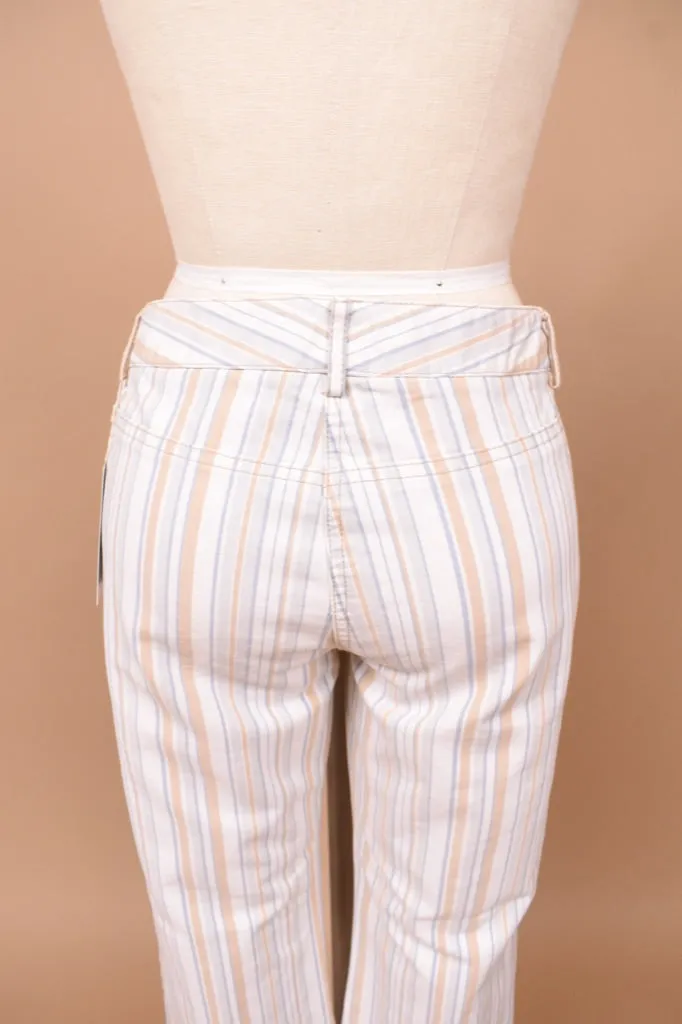 White Striped Low Rise Pants By Theory, XS/S