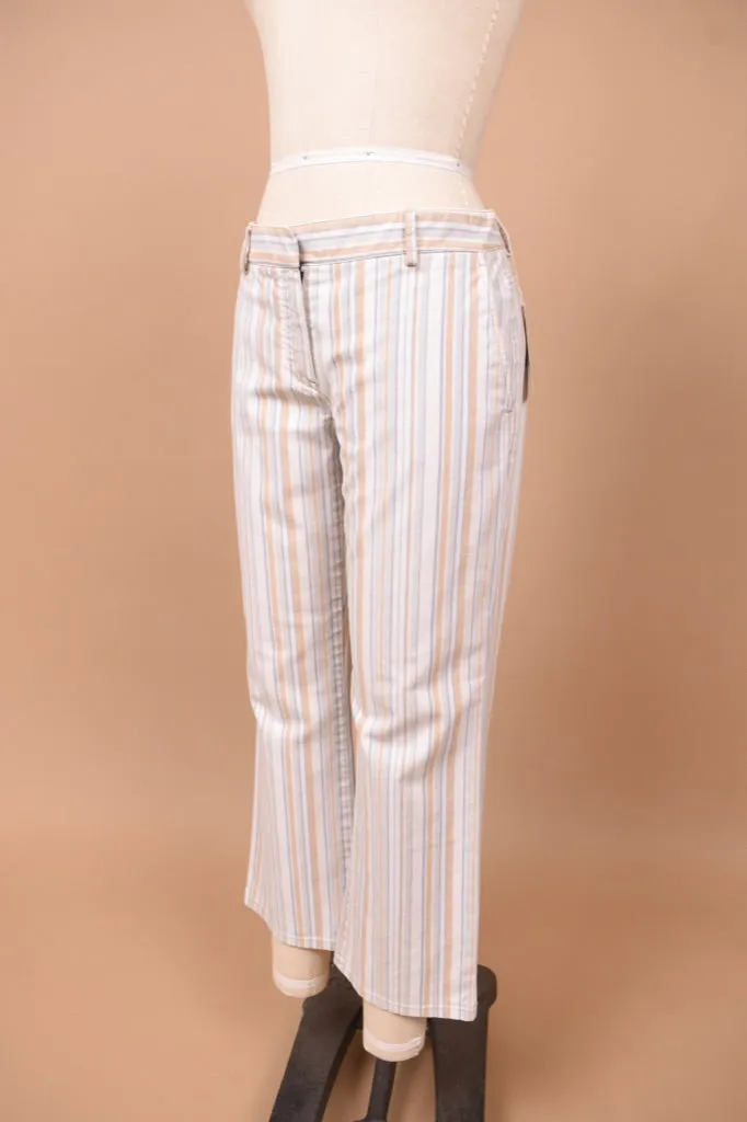 White Striped Low Rise Pants By Theory, XS/S