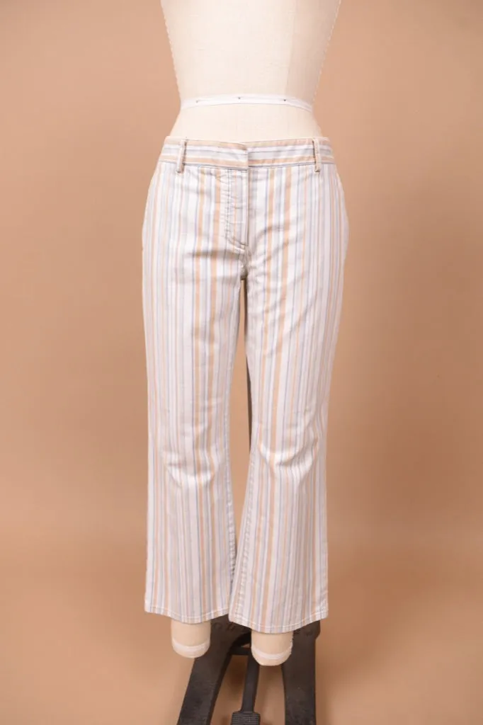 White Striped Low Rise Pants By Theory, XS/S