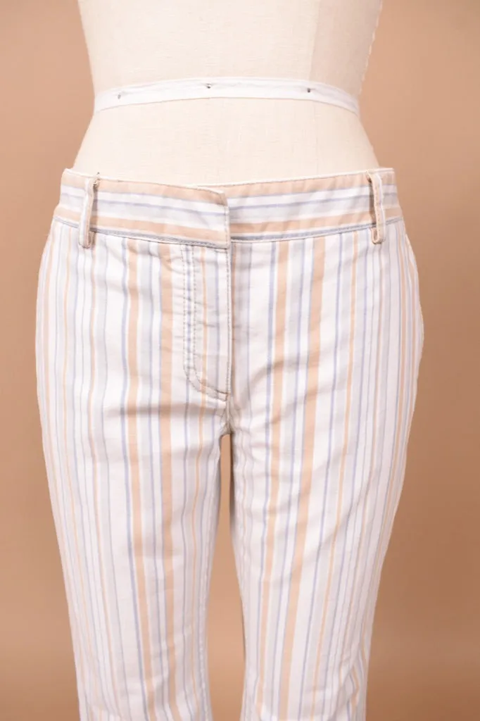 White Striped Low Rise Pants By Theory, XS/S