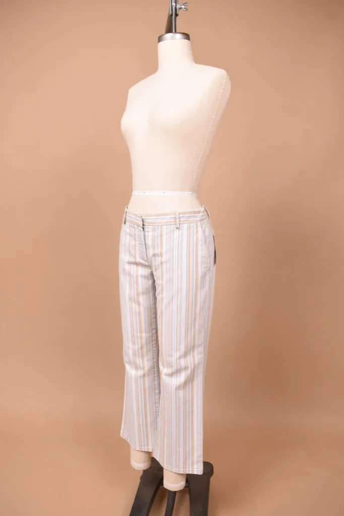 White Striped Low Rise Pants By Theory, XS/S