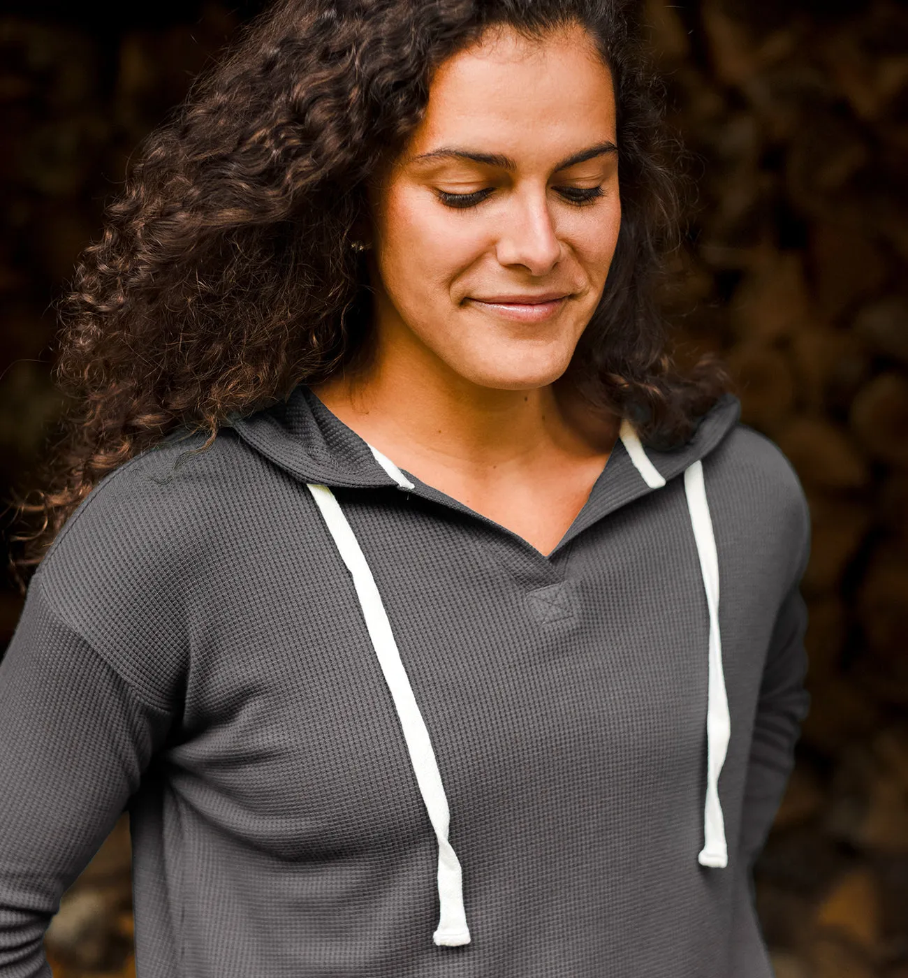 Women's Bamboo Waffle Hoodie - Rosewood