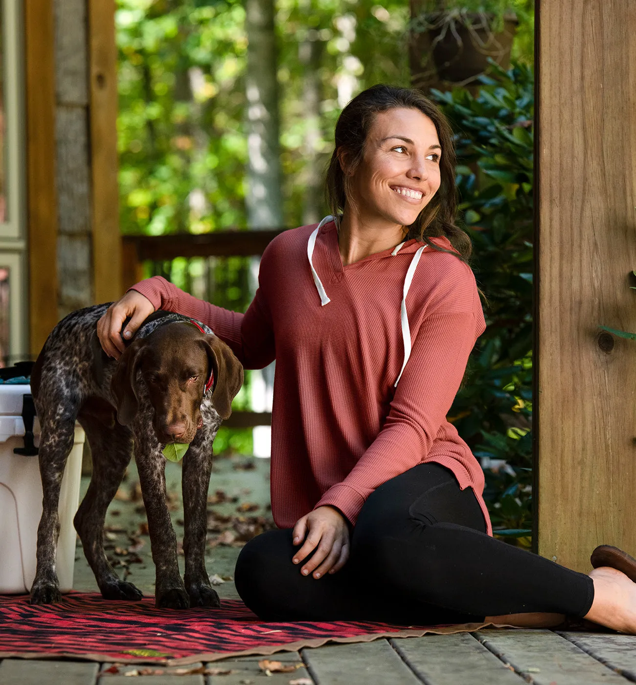 Women's Bamboo Waffle Hoodie - Rosewood