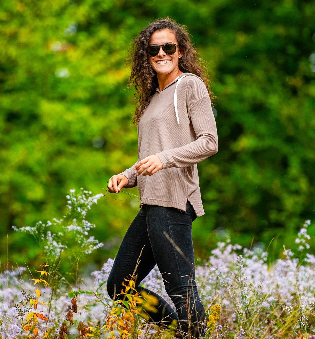 Women's Bamboo Waffle Hoodie - Rosewood