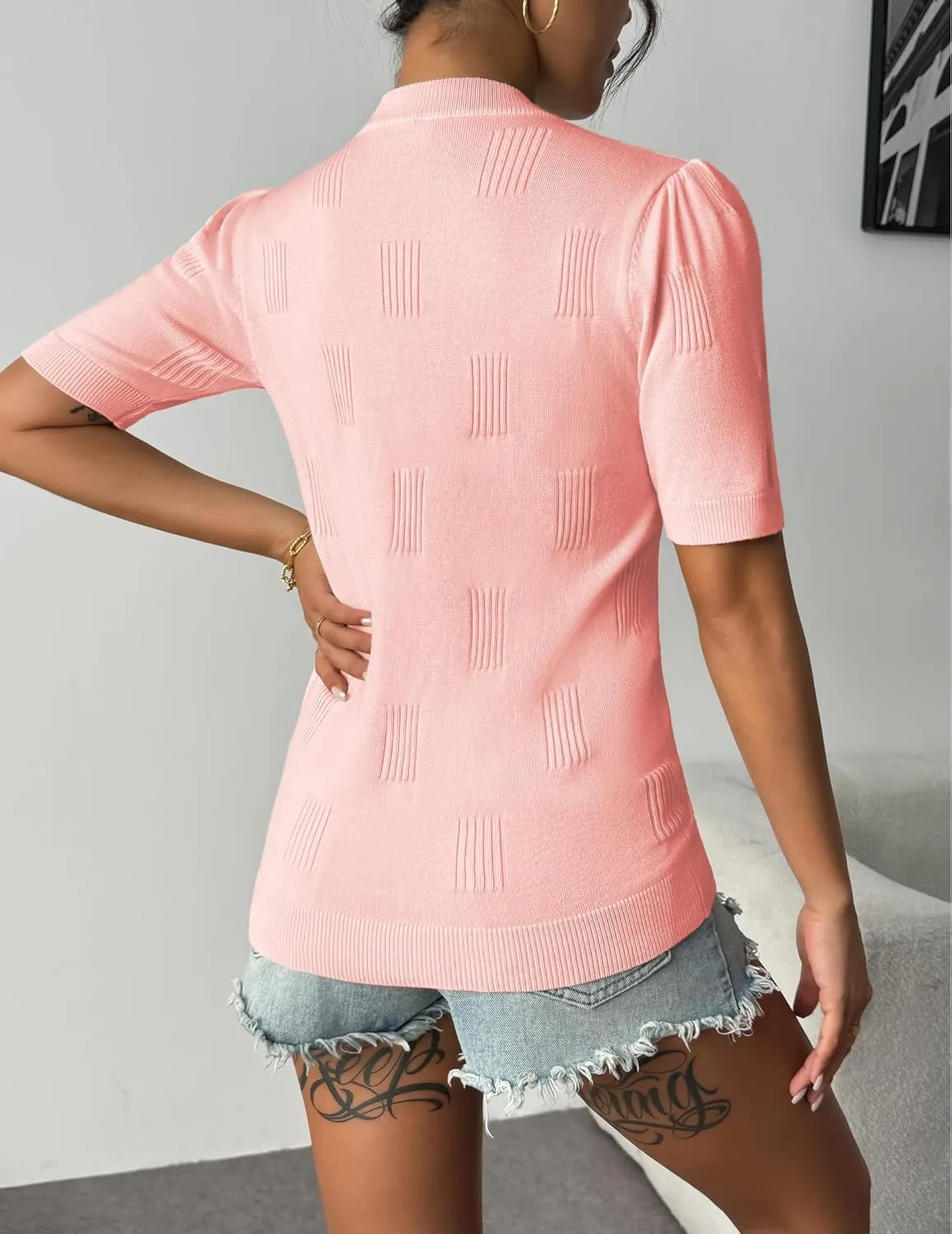 Zeagoo Short Sleeve Sweaters Soft Casual V Neck Pullover Tops