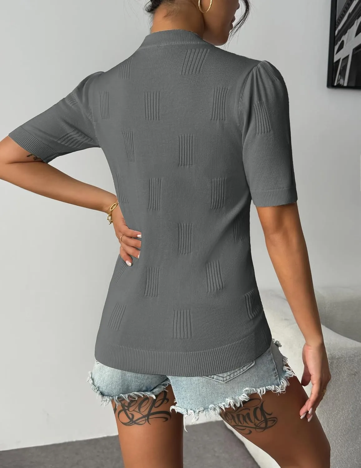 Zeagoo Short Sleeve Sweaters Soft Casual V Neck Pullover Tops