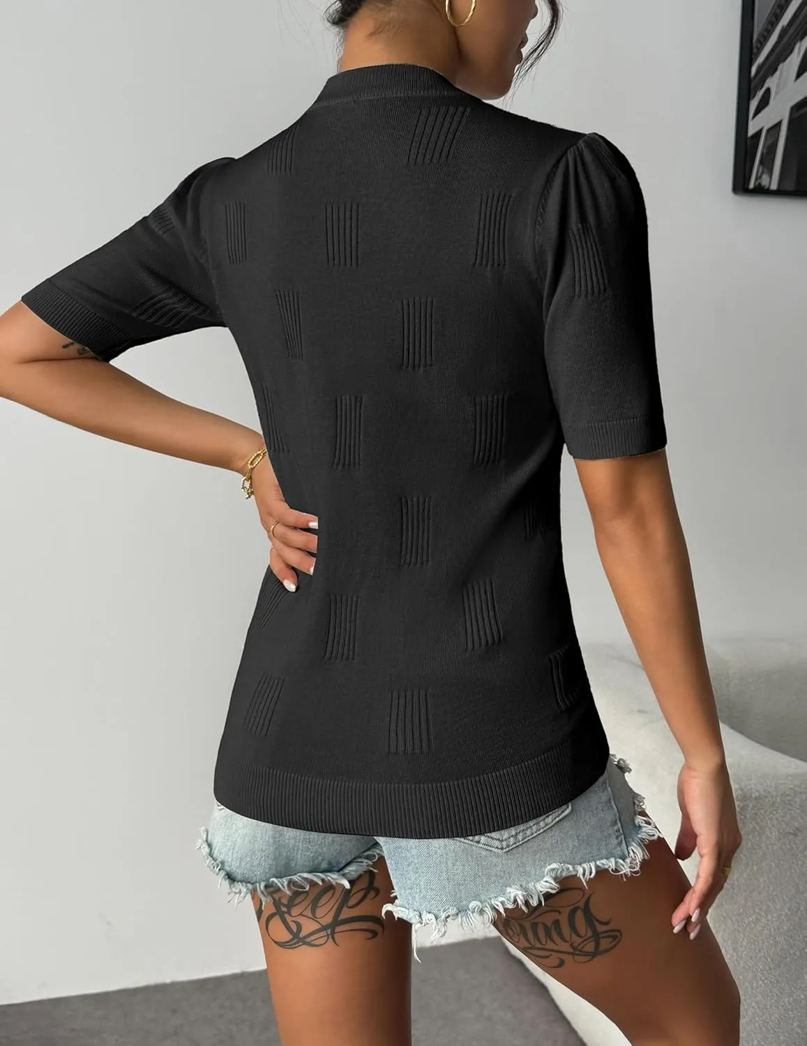 Zeagoo Short Sleeve Sweaters Soft Casual V Neck Pullover Tops