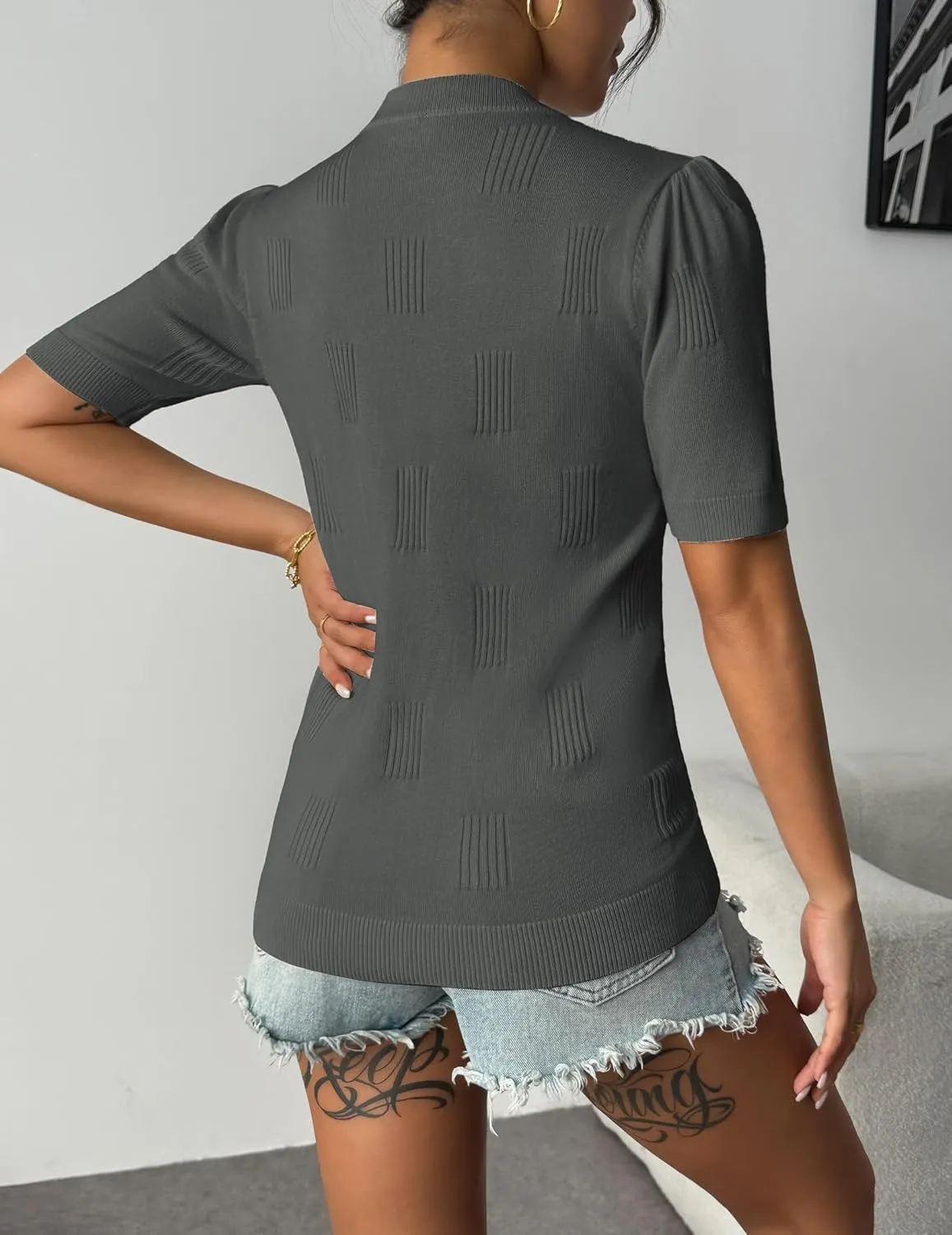 Zeagoo Short Sleeve Sweaters Soft Casual V Neck Pullover Tops