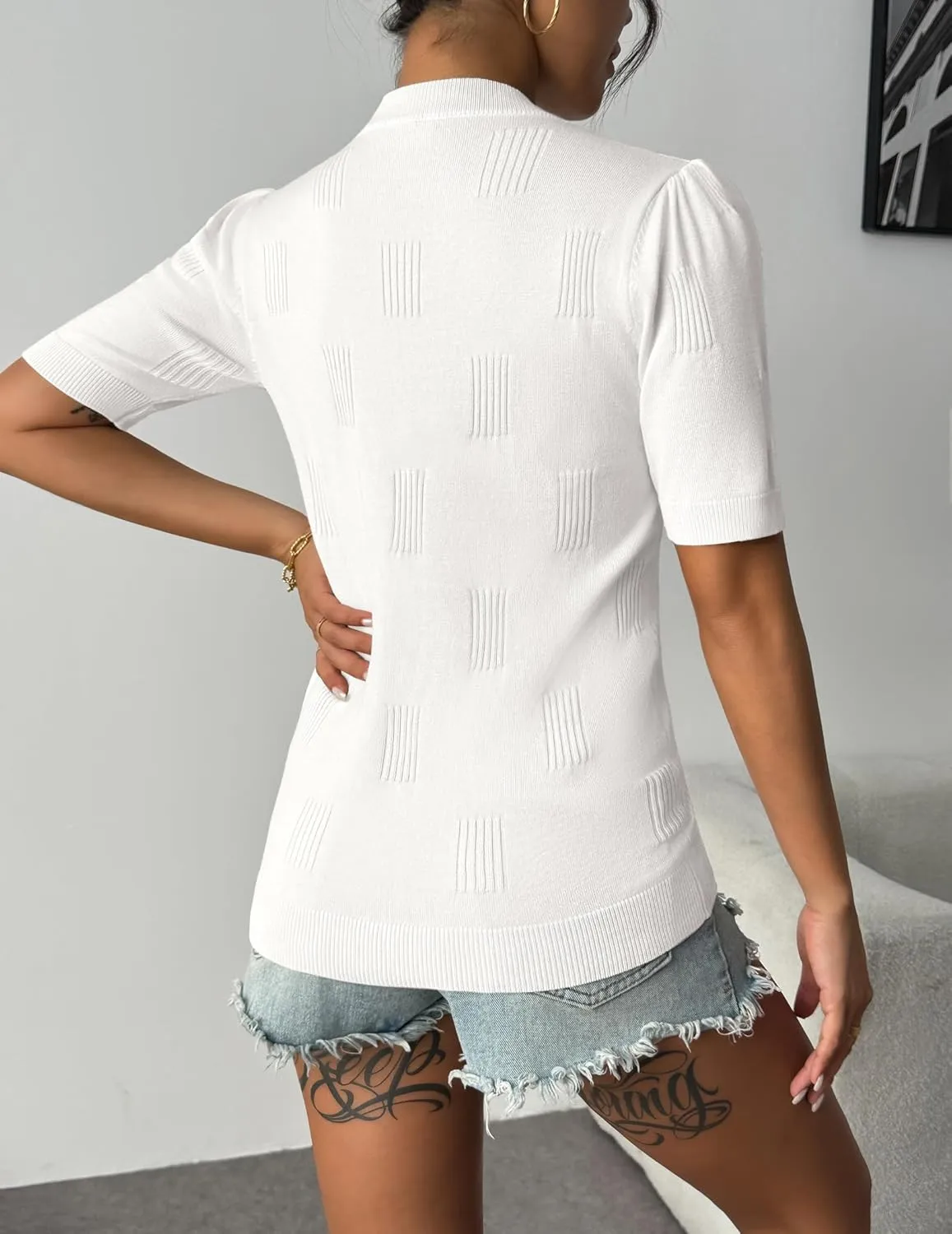 Zeagoo Short Sleeve Sweaters Soft Casual V Neck Pullover Tops