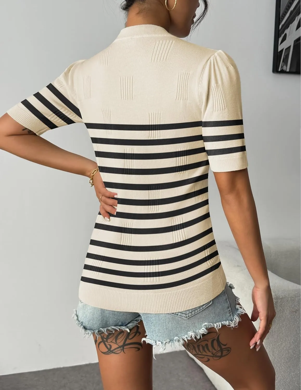 Zeagoo Short Sleeve Sweaters Soft Casual V Neck Pullover Tops