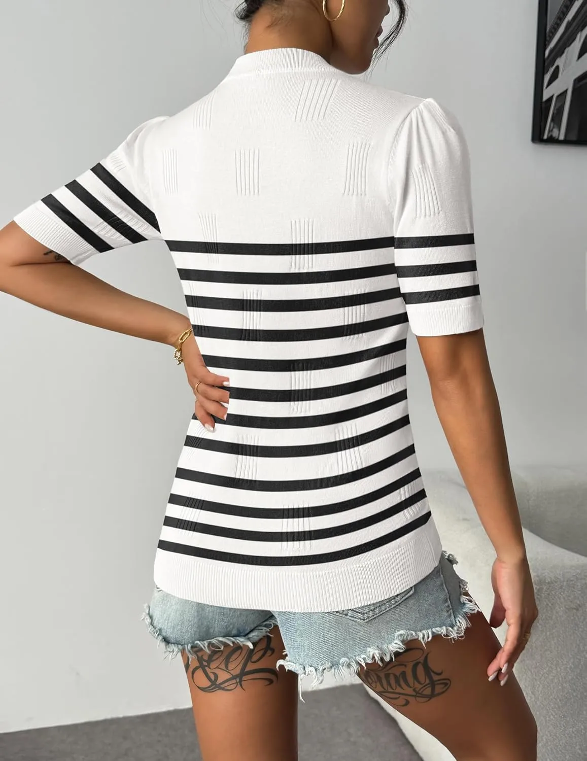 Zeagoo Short Sleeve Sweaters Soft Casual V Neck Pullover Tops