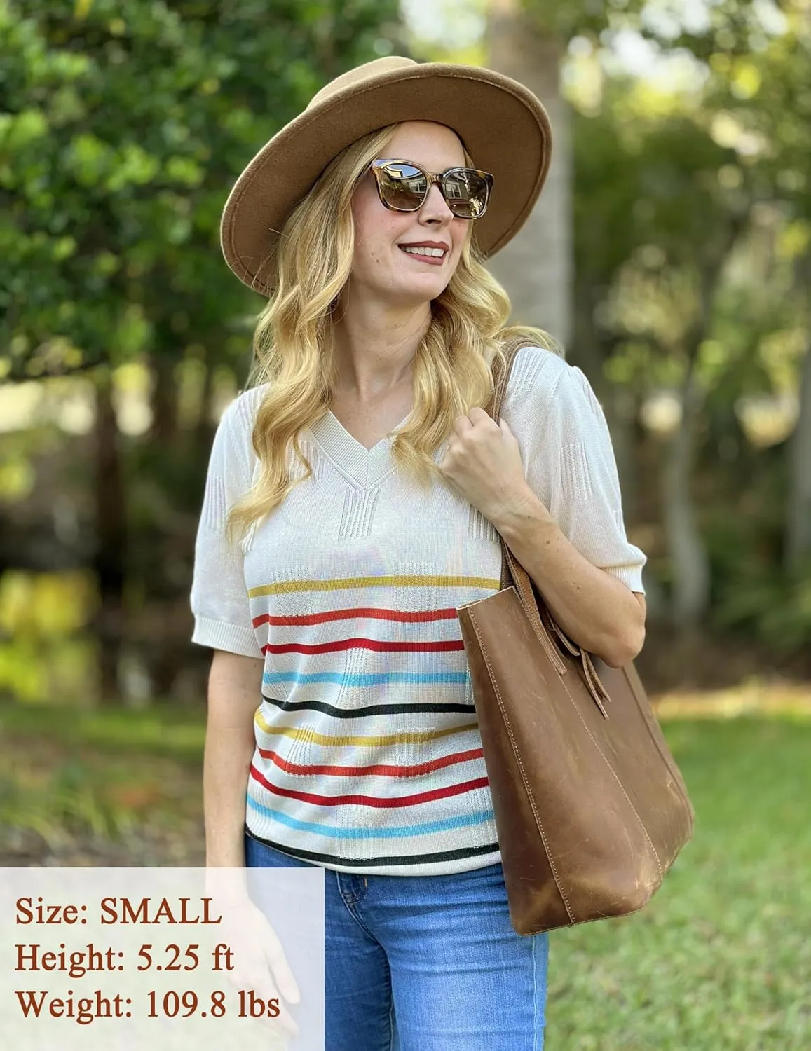 Zeagoo Short Sleeve Sweaters Soft Casual V Neck Pullover Tops