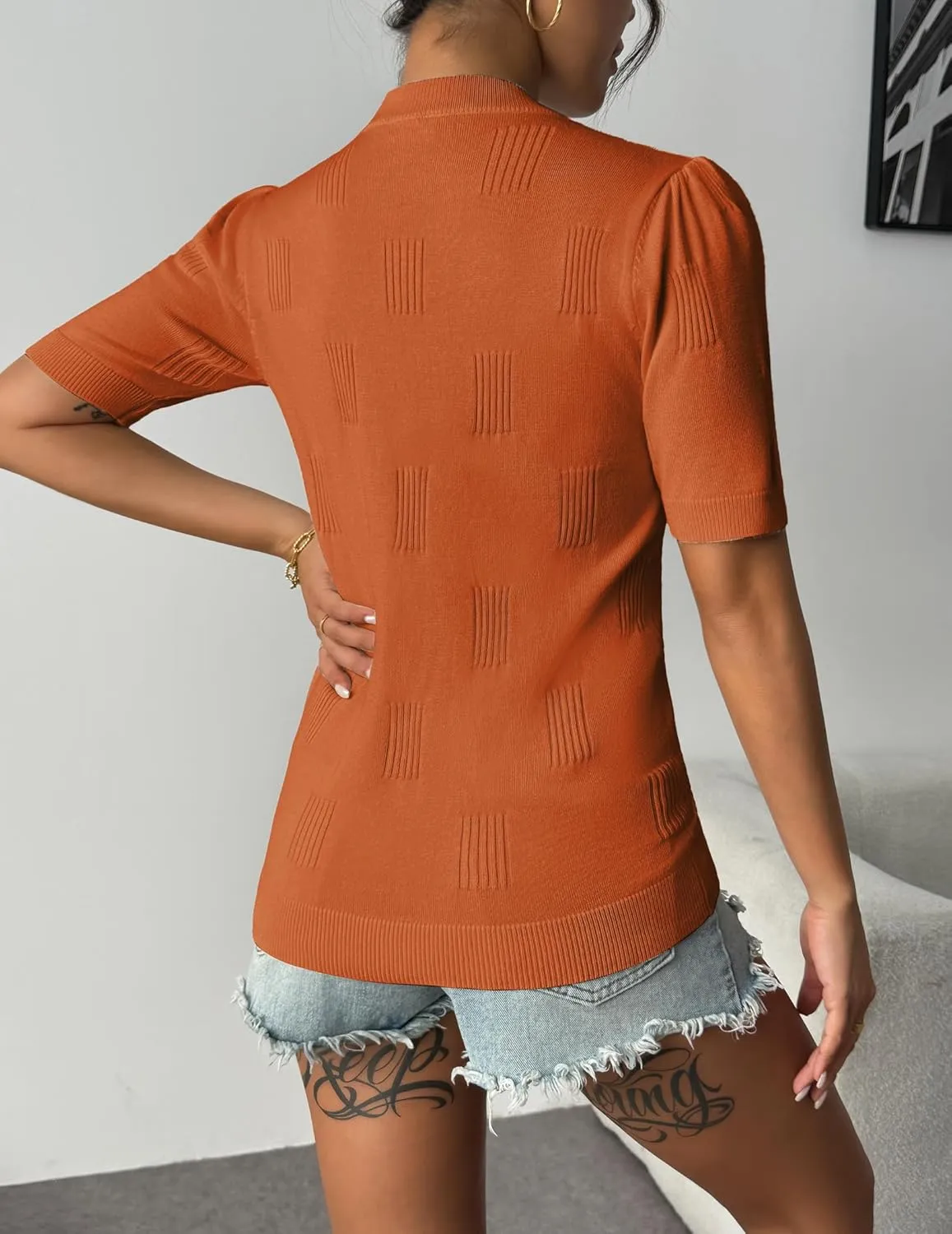 Zeagoo Short Sleeve Sweaters Soft Casual V Neck Pullover Tops