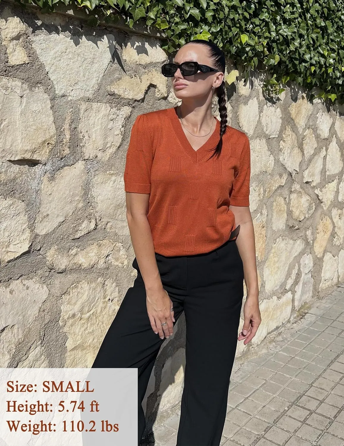 Zeagoo Short Sleeve Sweaters Soft Casual V Neck Pullover Tops